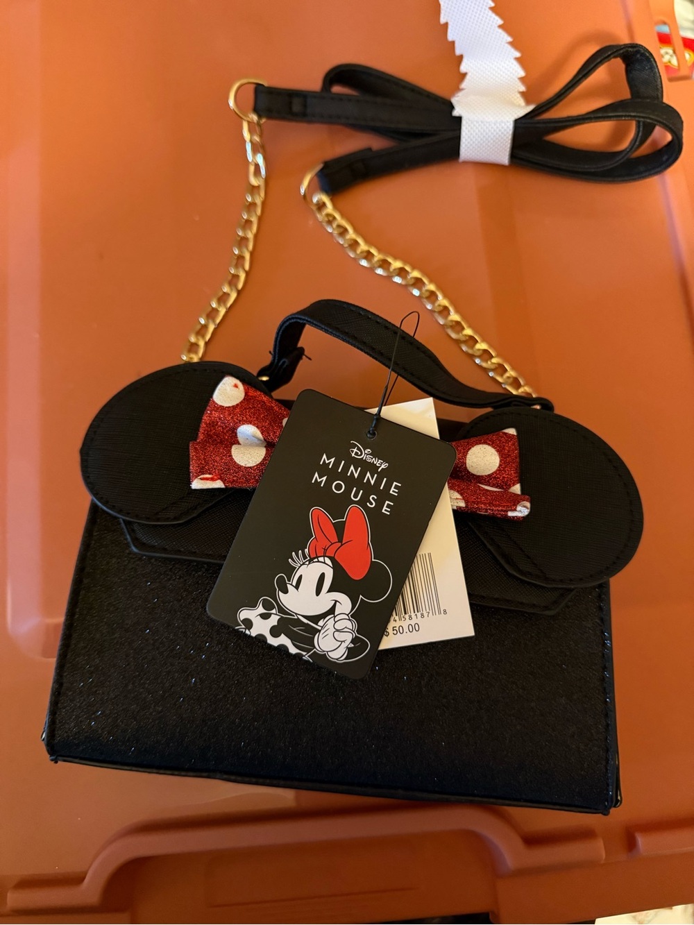 Disney Minnie Mouse Black Crossbody Bag with Red Polka Dot Bow